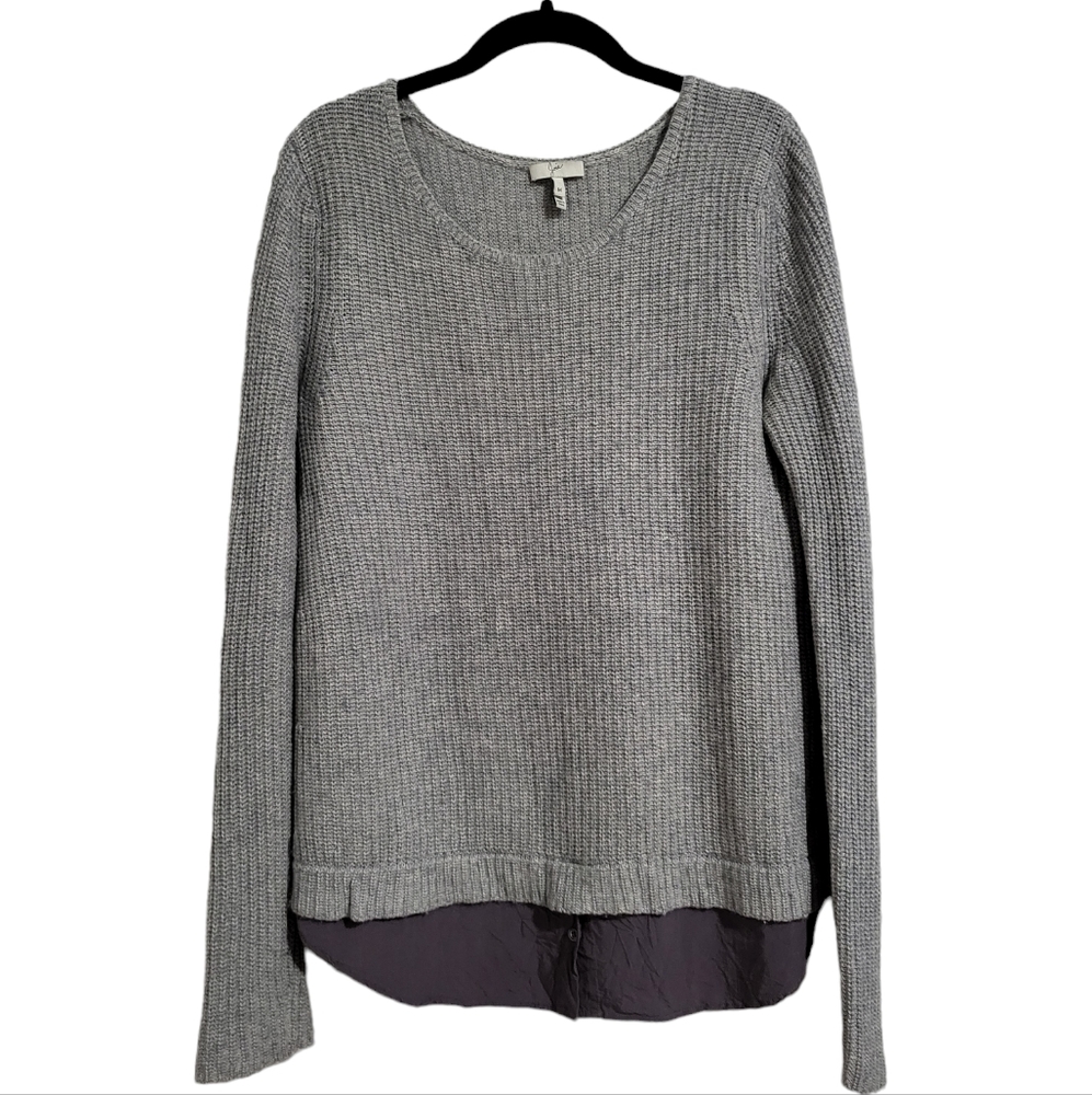 Joie Faux Overlay Wool Blend Sweater Grey size M - Picture 1 of 8